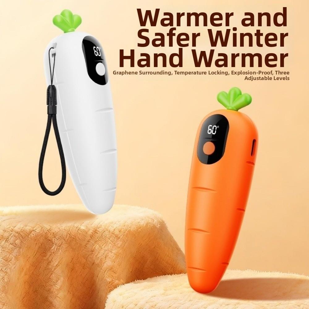 Carrot Shape Hand Warmer Digital Display Pocket Warm Hand Treasure Personal Heating