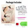 Creative DIY Framed Pearl Art Kit with Cute Lucky Cat Pattern Sparkling Bead Canvas Ready to Display Relaxing Gift for Adults Projects