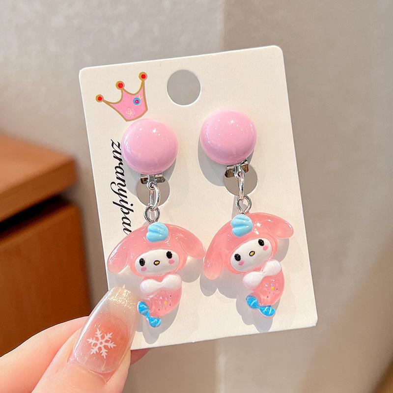 Children'S Ear-Free Ear Clips, Cute Girls' Pain-Free Earrings, Earrings, Cartoon Cartoon Girl Earrings, Jewelry.