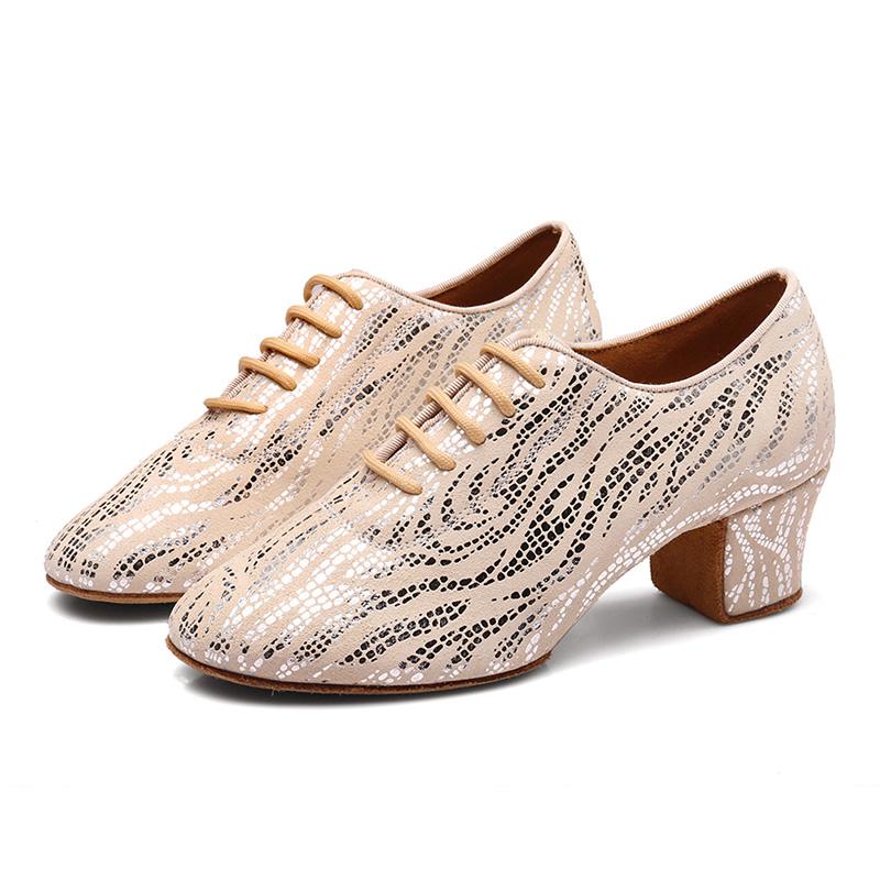 Moderne Jazz-Tanzschuhe aus Wildleder für Damen und Mädchen, glänzende Tanzschuhe für Lehrer, Übungstanzschuhe, rutschfest, mittlerer Absatz, 5 cm