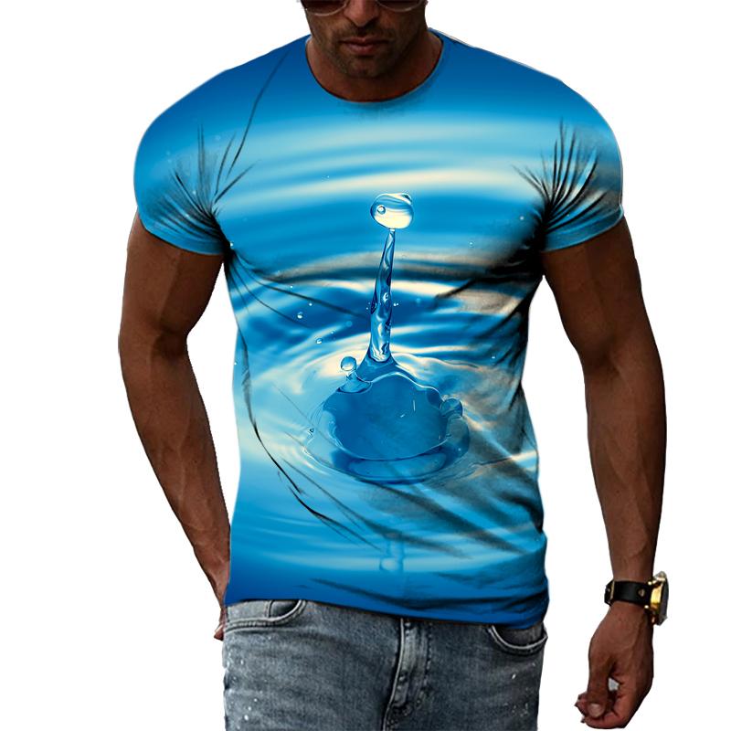 Fashion 3D Drops of Water Graphic T Shirts For Men Summer Casual Interesting Print T-shirts Hip Hop Harajuku Trend Cool Blouse T-Shirts Men’s
