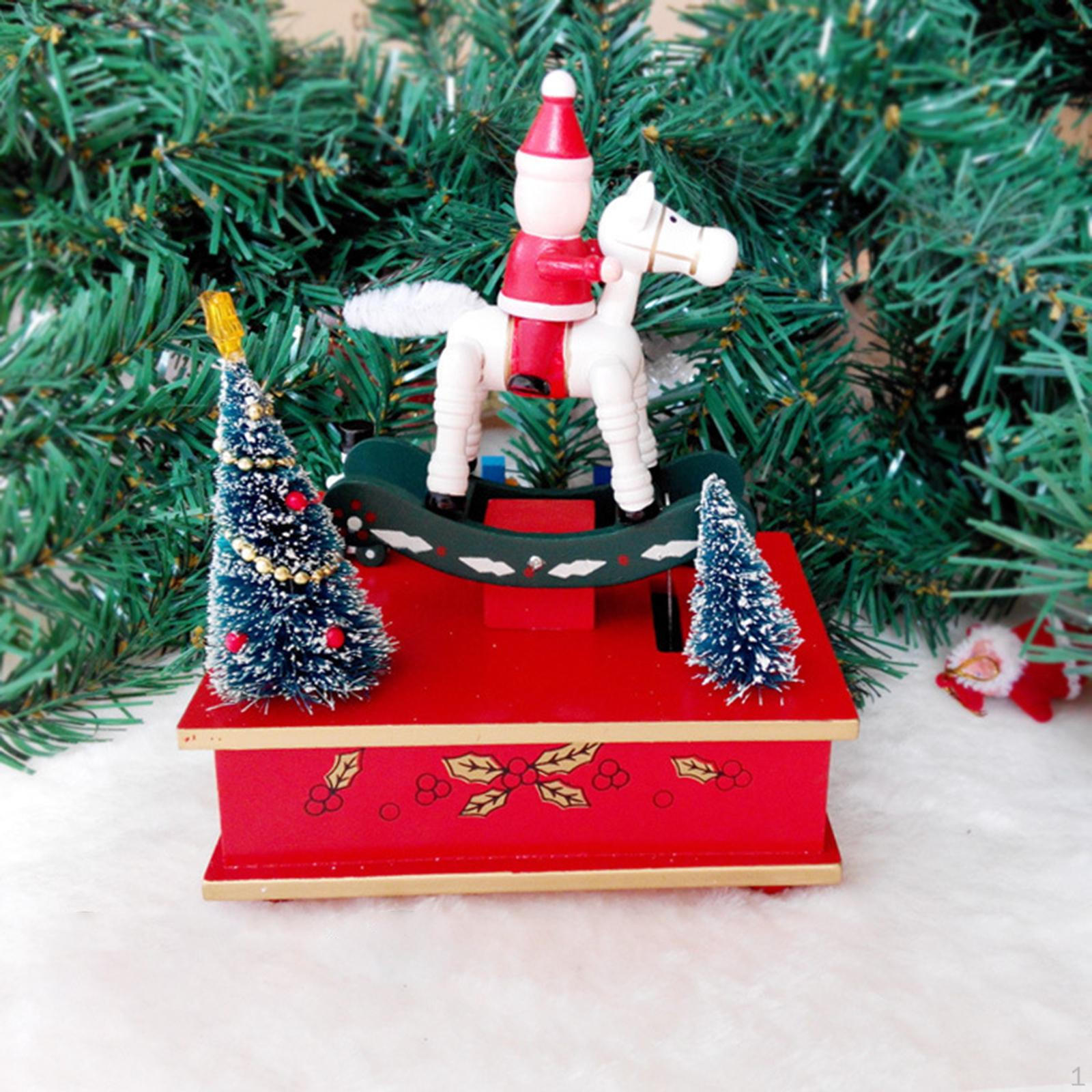 

Christmas Wooden Musical Box Decorations Table Xmas Music Ornament for Restaurant