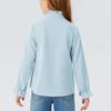 Girls' Ruffled Blouse - Solid Color Stand Collar Shirt