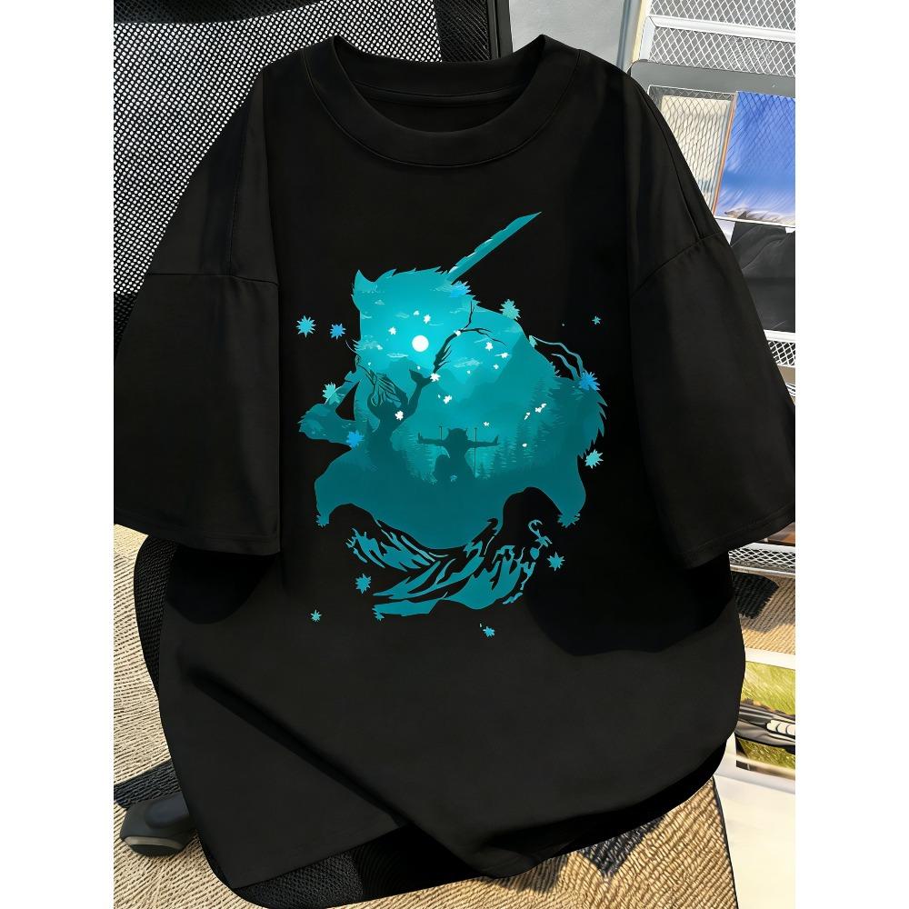 Demon Slayer Anime Printed Oversized Men and Women Tshirt Couple Street Fashion Summer Casual Parent Child Top Harajuku Y2K S разноцветный