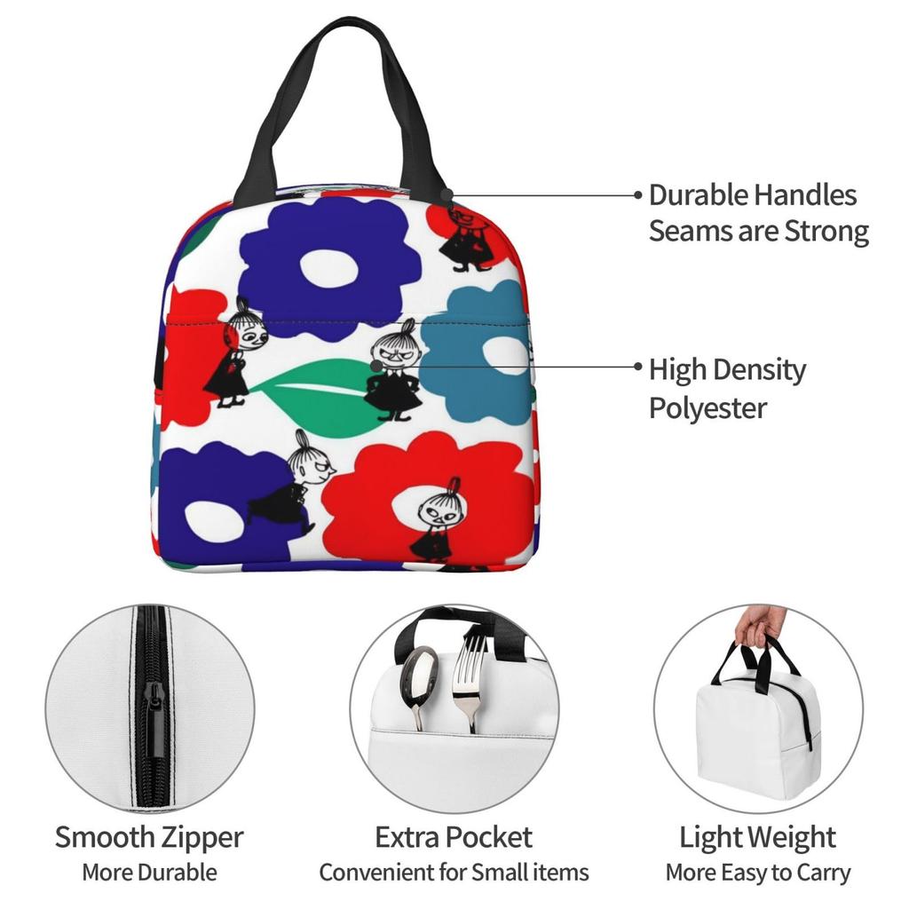 Moomin Little My Lunch Bag with Insulated Clasp Closure and Compact and Stylish Portable Insulated Lunch Soft Cooler Unisex Bag for Commuting and 13cm