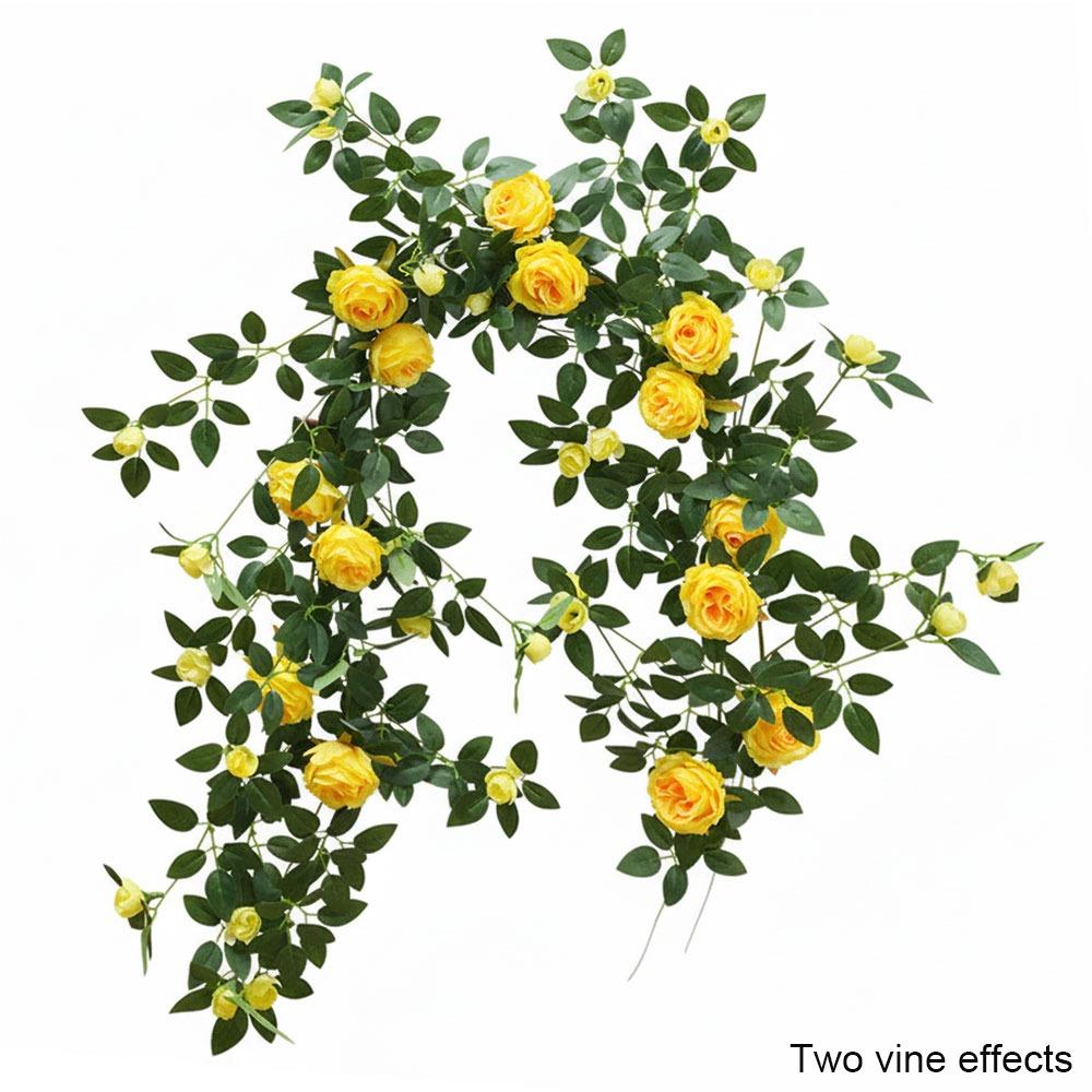 Multicolor Artificial Rose Vine Green Leaves Fake Flower Vines Rose Silulation Flower  Home Decor