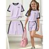 Kids Clothes Girls 2pcs Set Easy Bow Print Short Sleeve T-Shirt and Shorts Set Suitable for Spring and Summer Y2K Fashion