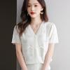 A Short Women's Summer Knitted Top with A Court Style and French Gentle Charm