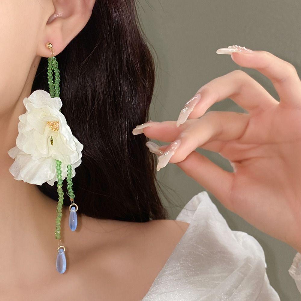 Minority Design Resin Flower Necklace Korean Style Tassel Earrings  Birthday Gift