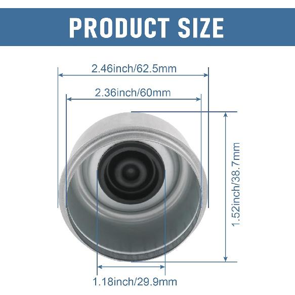 4PCS 2.44" Trailer Hub Bearing Dust Cap with Extra 4 Rubber Plugs, Trailer Axle Wheel Hub and Bearing Dust Caps for Most 5200 to 6000 Pound Axles