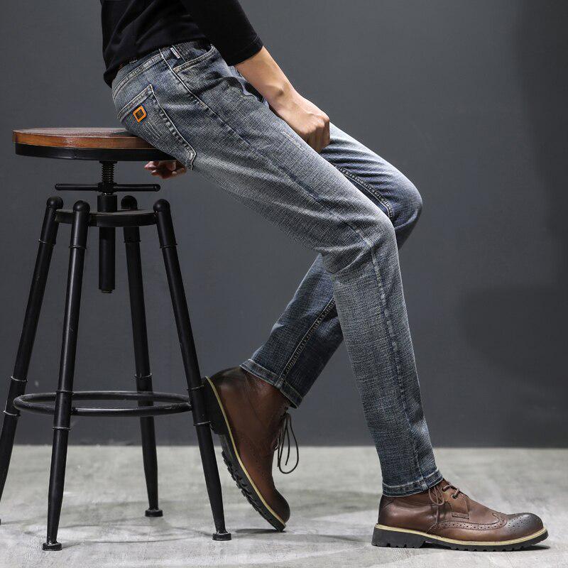 Brand Men 'S Slim Jeans Stretch Retro Old Jeans Male Denim Trousers High Quality Pants 