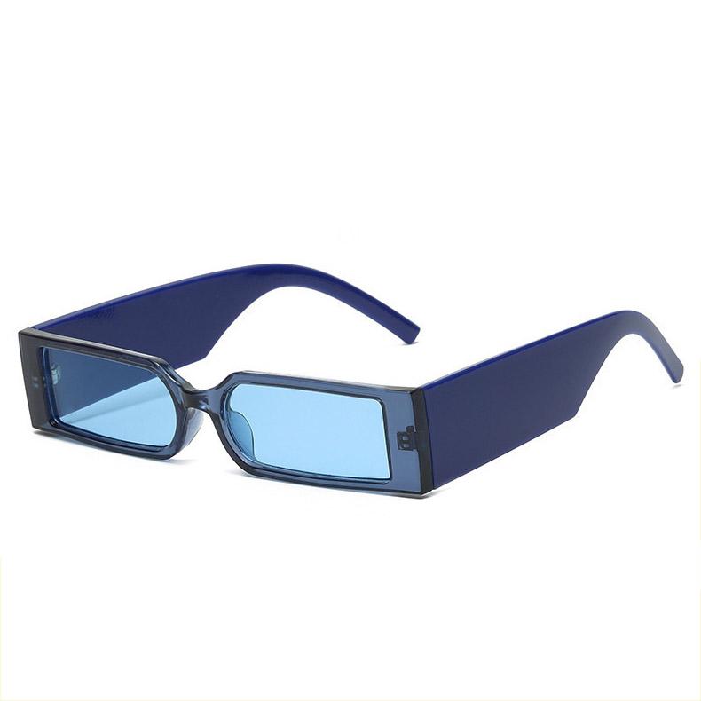 Occhiali da Sole alla Moda Rettangolari Non Polarizzati - Montatura Piccola Personalità da Uomo Design a Gambo Largo per Feste & Street Style blu