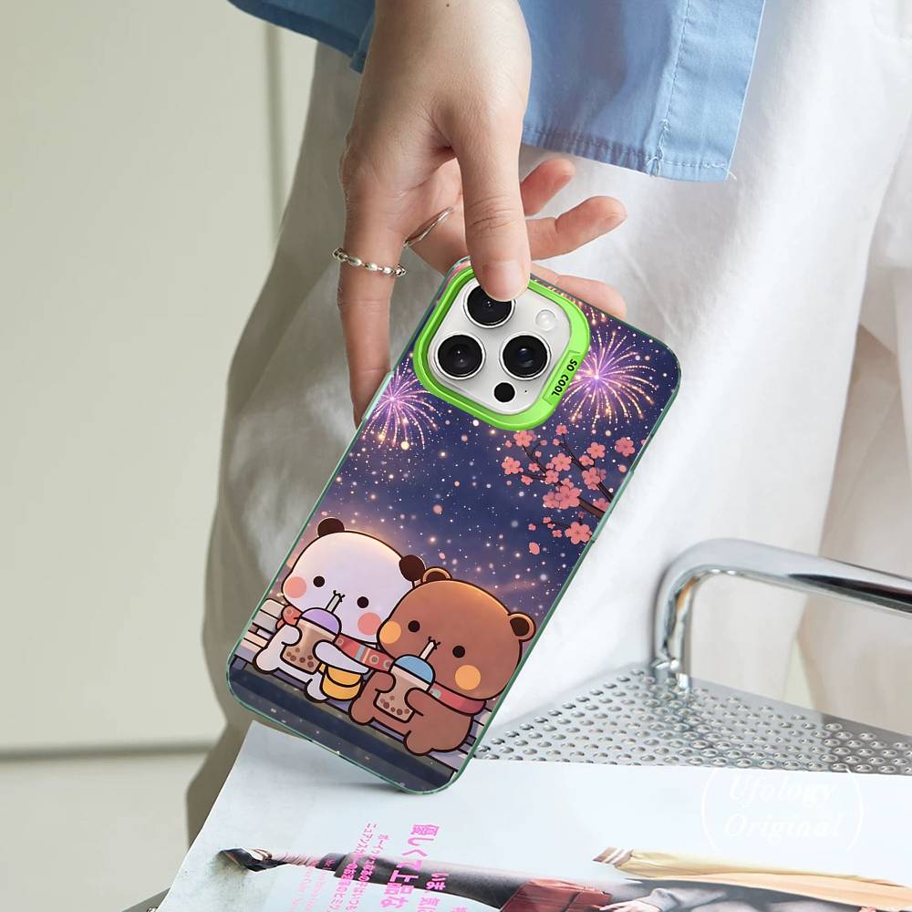 Cute Bubu Dudu For IPhone 11 12 13 14 15 16 17 Pro Max Plus Colorful Black Matte Phone Cover