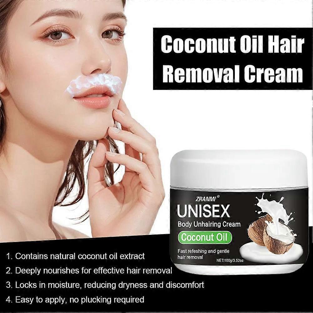 Coconut oil hair removal cream is gentle non irritating for hair removal care