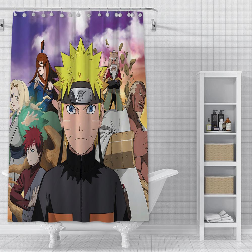 Hot Japan Anime N-NarutoS Shower Curtain Waterproof Polyester Fabric Paint Bath Curtains Home Bathroom Decor Curtain With Hook