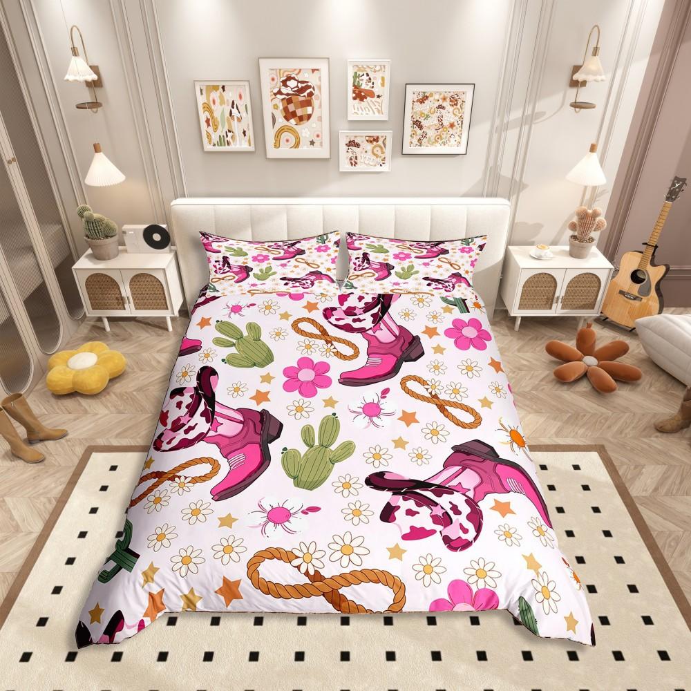 Comforter Homewish Western Cowgirl Boot Rustic Sunflower Cactus Bedding Setcartoon Brown Stars Bed Set