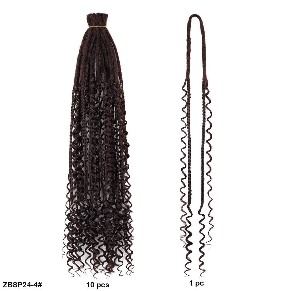 10 Stück/Los Häkelhaar Afro Göttin Böhmische Box Braids 24 Zoll Gehäkelte Box Braids mit River Locs Lockigen Enden Haar Synthetische Zöpfe