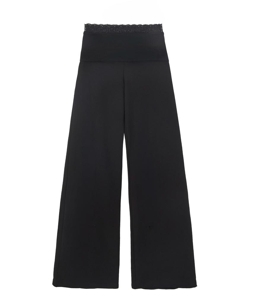 ALIENAR Lace Trim Silhouette Folding Pants (Bk)