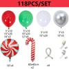 118Pcs Christmas Balloon Arch Green Silvery Red White Candy Cane Balloons Garland Balloons New Year Christma Gifts Party Decor