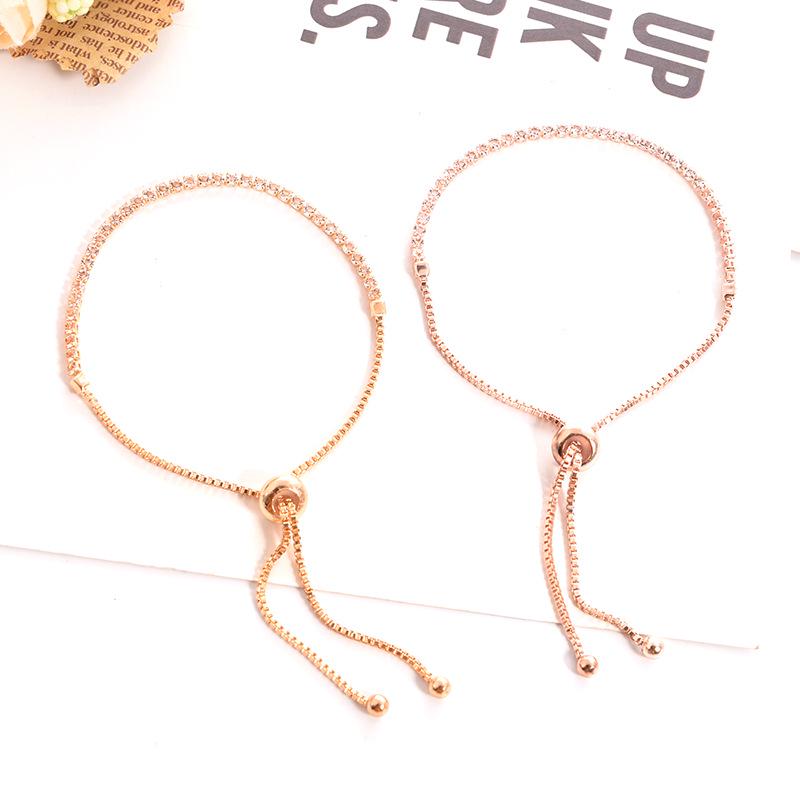 Fashion Low-Key Luxury Exquisite Diamond-Encrusted Crystal Push-Pull Bracelet