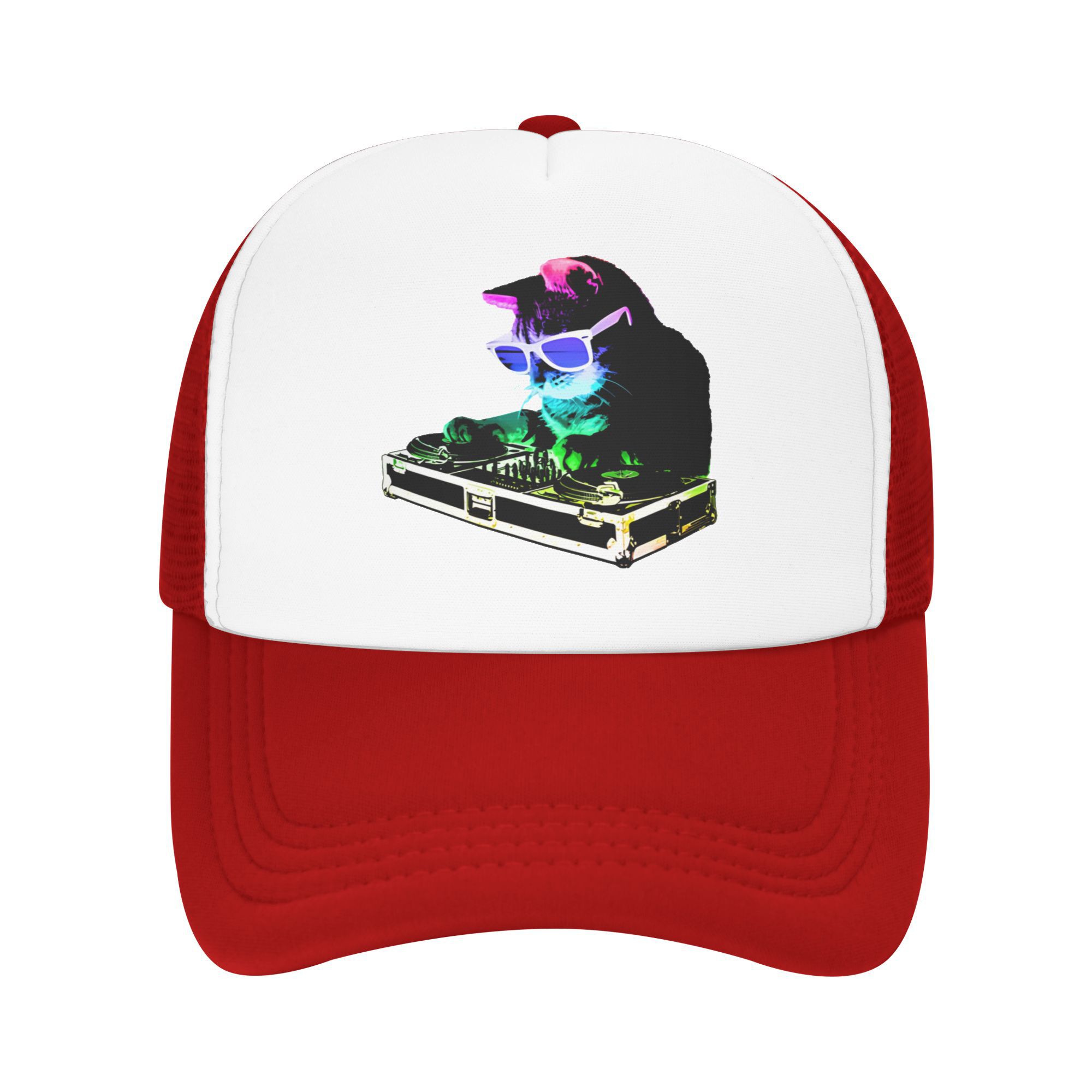 

Неоновая Trucker Hat DJ Cat Крутая Хип-Хоп Графика Сетчатая Snapback Регулируемая Кепка для Мужчин Женщин One Size