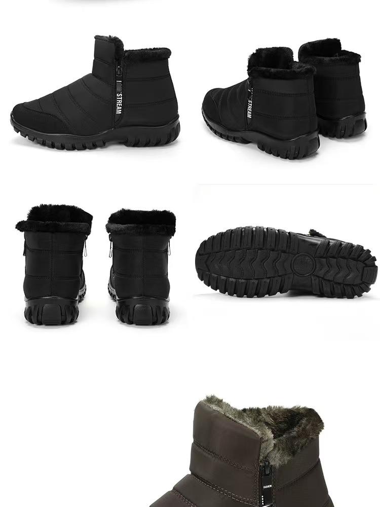 Men's Winter High-Top Snow Boots: PU Outsole, Thick Warm Cotton, Double Zipper, Waterproof, for Middle-Aged and Elderly