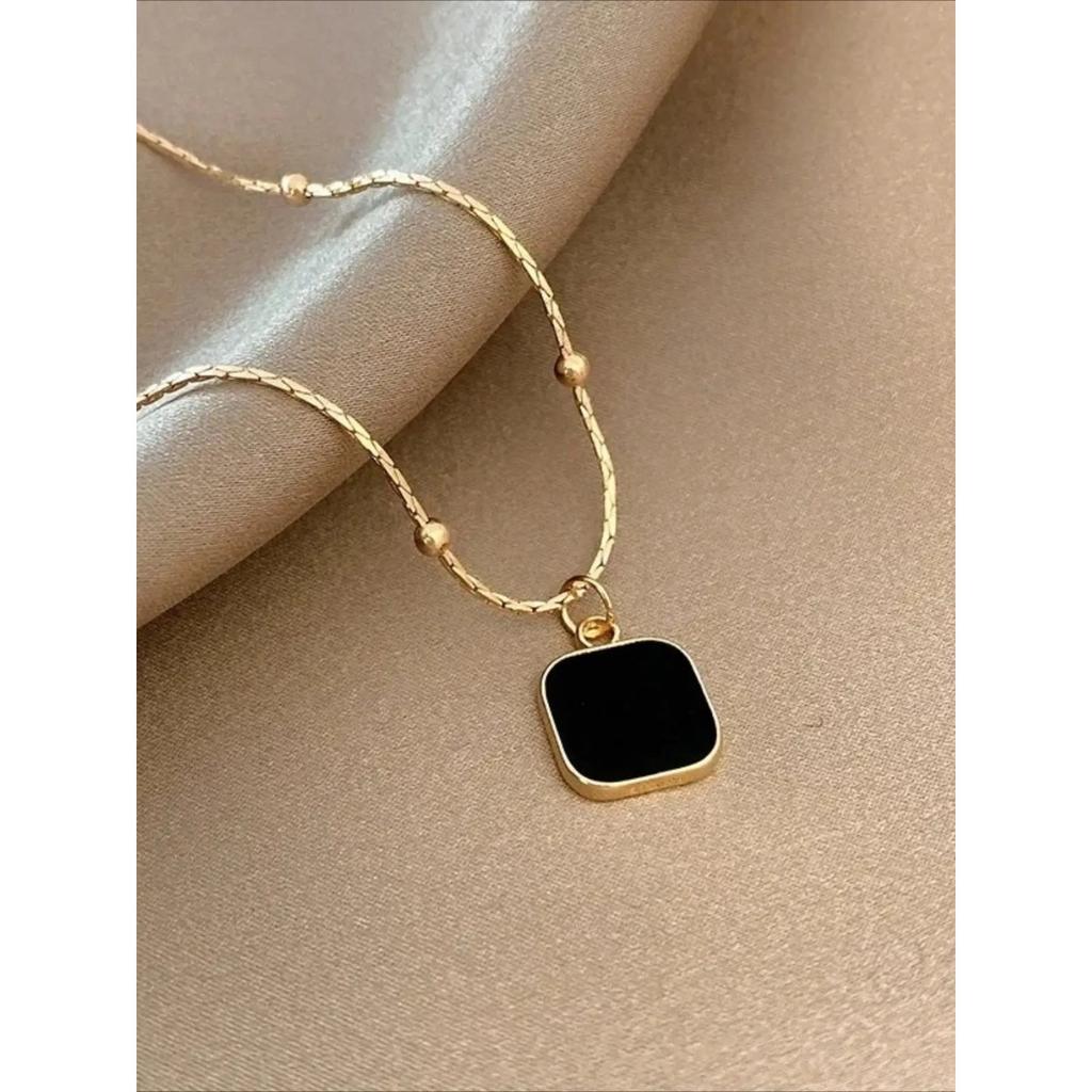 Trendy Geometric Pendant Stainless Steel Necklace, Minimalist Chain Elegant Modern Fashion Jewelry for Women