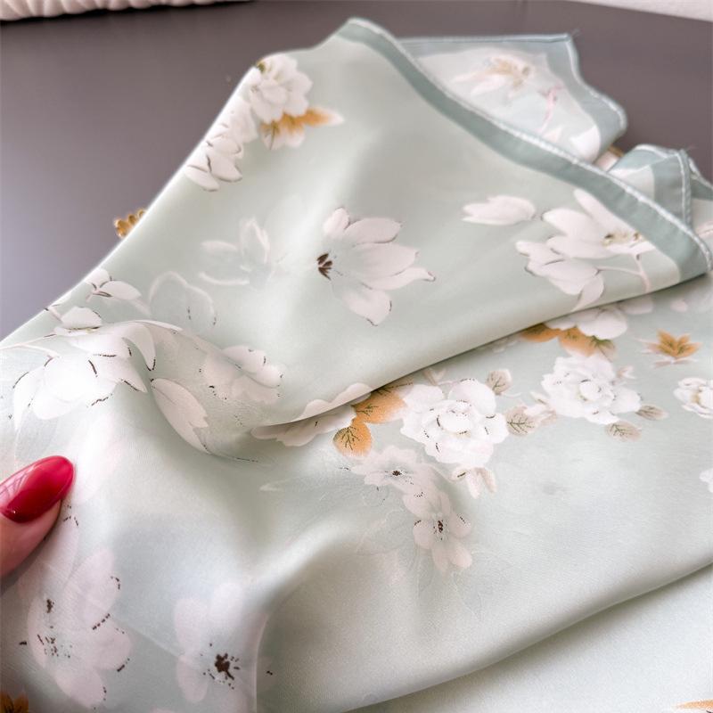 Luxury Brand Print 70cm Square Scarves Women Designer Silk Scarf Floral Bandana Small Neckties Hairbands Foulard Shawl