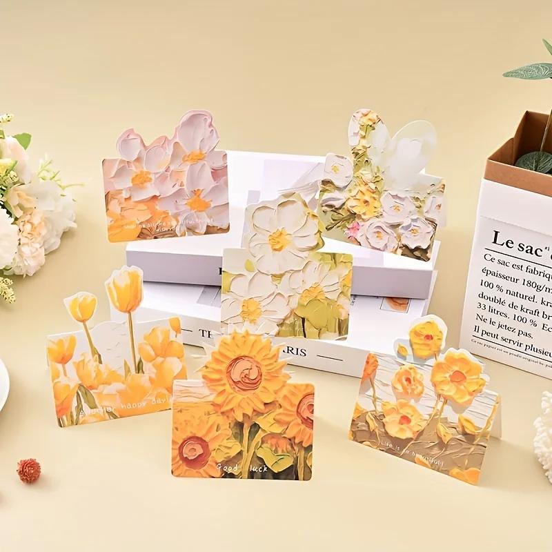 10pcs/20pcs Art Floral Oil Painting Greeting Cards 3D Pop-up Recipient Weddings Thanksgiving Halloween Christmas Birthday Cards
