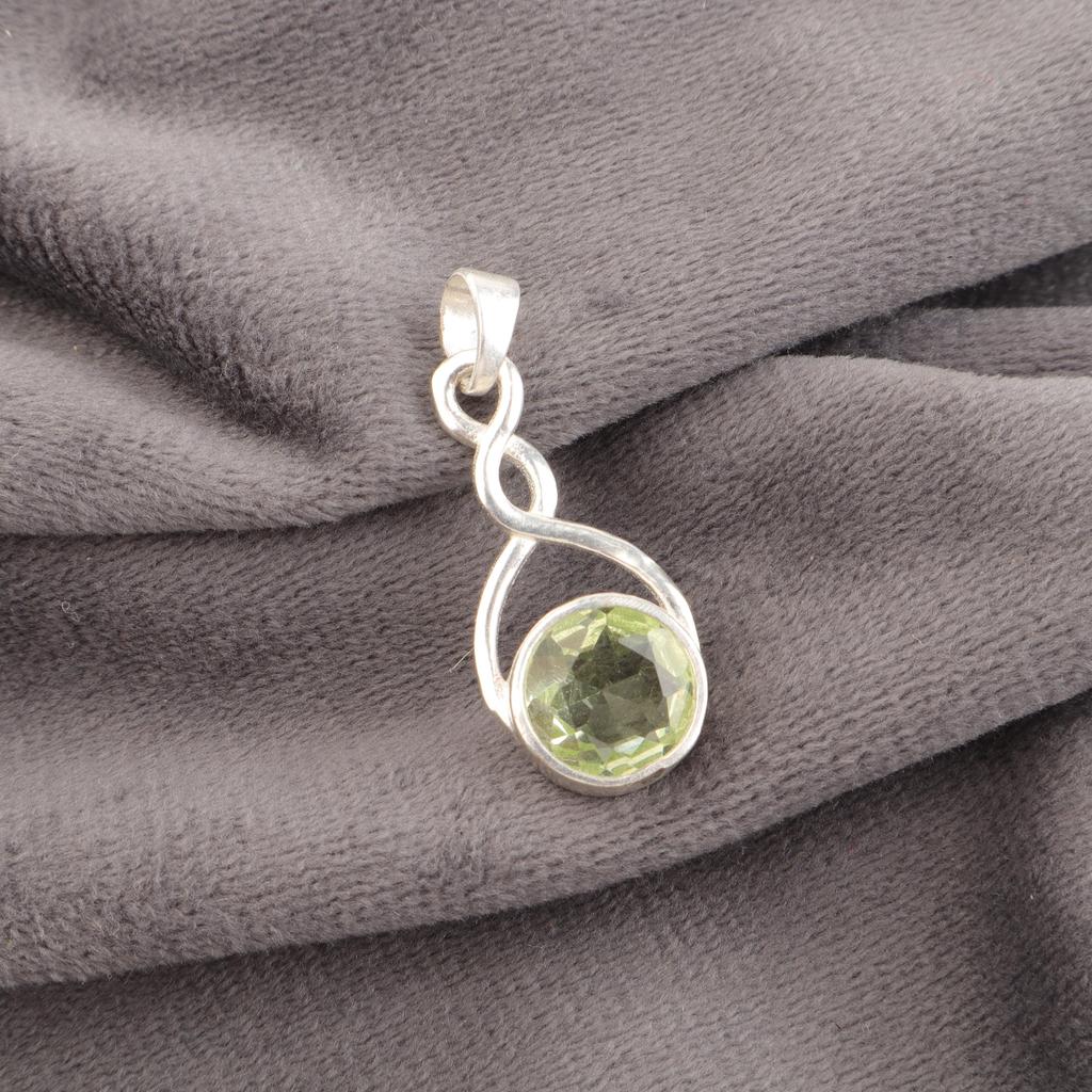 Pandantiv cu Piatră Prețioasă Ametist Verde, Bijuterii din Argint Sterling Masiv 925, Bijuterii Boeme Lucrate Manual, Pandantiv cu Lanț din Argint Cadou Pentru Activiști