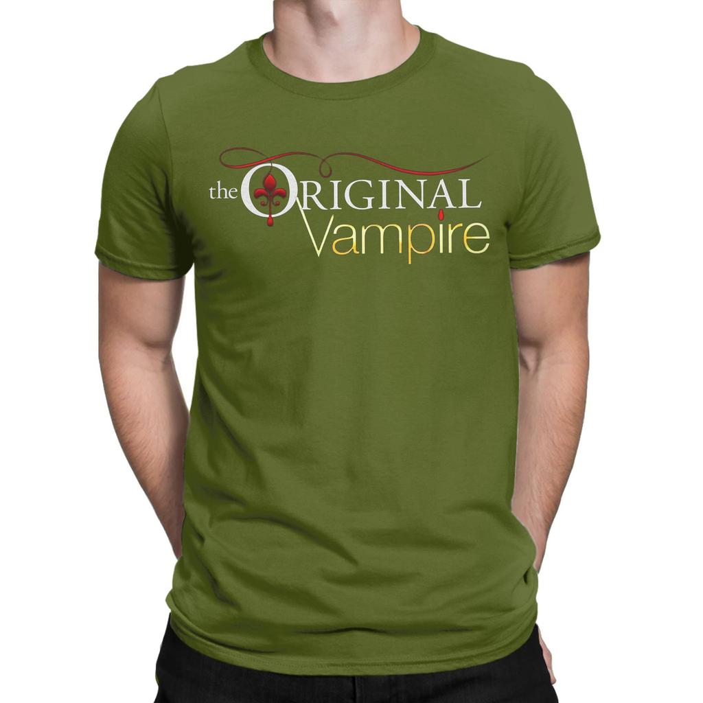Vampire Diaries Damon Salvatore T-shirt för män Bomull Nyhet T-shirts Rundhals T-shirts Kortärmad Kläder Plus Size