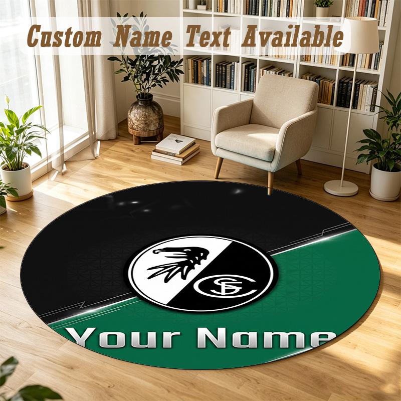 Round Rug Custom NameSC Freiburg FC Pattern Non Slip Carpet Home Floor Decor