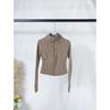 Womens Slim Fit Short Jacket Gold Zipper Yoga Fitness Activewear