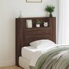 Bed Headboard with LED Lighting and Storage Space Brown Oak Wood Material