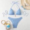 1011 European and American New Small Fresh Special Fabric Drawstring Straps Swimsuit Women's Bikini Bikini