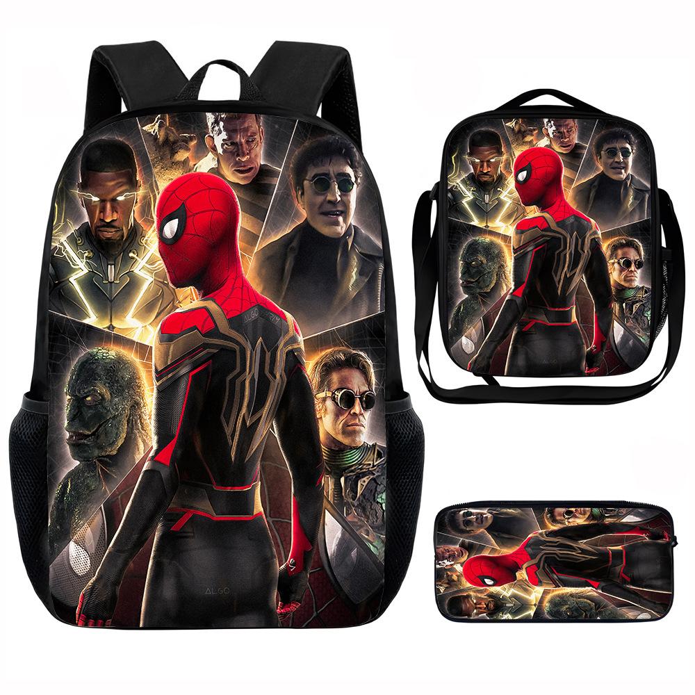 Spider-Man School Bag Lunch Bag Pencil Bag Elementary School Backpack Cartoon Peripheral Backpack Children's Bag Three-piece Set