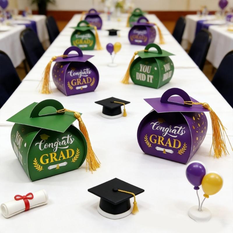 Unique Graduation Present Box Collection Stylish Color Treat Box Table Decoration For Awards And Souvenir