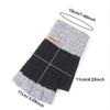 Color Blocked Half Finger Gloves for Men in Autumn and Winter To Keep Warm and Add Thick Woolen Yarn