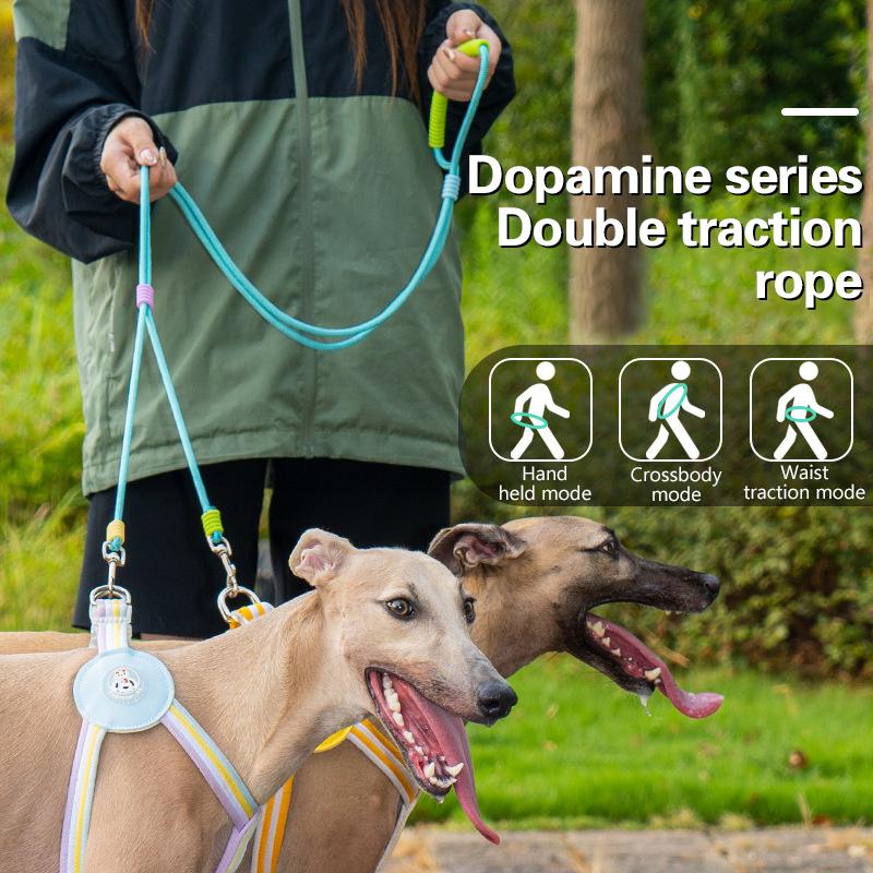 1/2 ks Lehké vodítko pro psa s dvojitou rukojetí Vodítko proti ztrátě psa Potřeby pro domácí mazlíčky Dvojité trakční lano pro domácí mazlíčky
