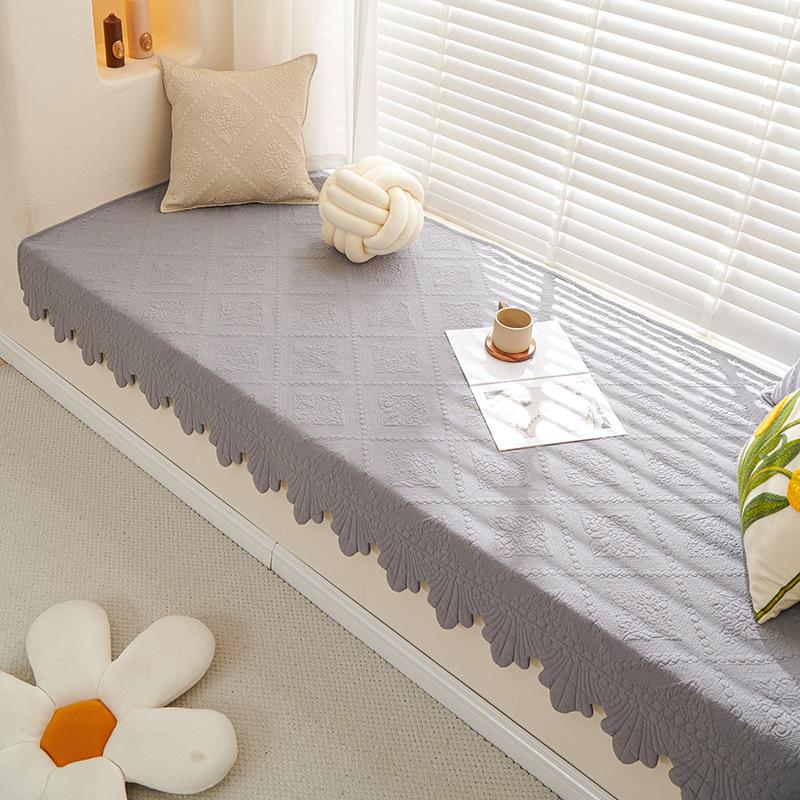 French Retro Pure Cotton Fabric Bay Window Mat Bedroom Balcony Window Sill Card Seat Non-Slip Mat Tatami Mat Sofa Cushion