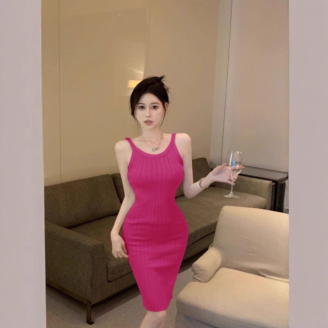 

Элегантное летнее вязаное платье: Сексуальная утягивающая майка для женщин One Size (Suggested for under 125 jin) розы красного