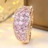 Luxurious Four Colors Available Pink Zircon Paved Wide Band Ring for Women Daily Wear and Party