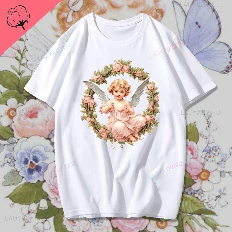 Fashion Fiorucci Baby Angel Graphic Tshirt Summer Classic Aesthetic T Shirt Unisex Unisex Kawaii Clothes Creative Couple Short Sleev Unisex