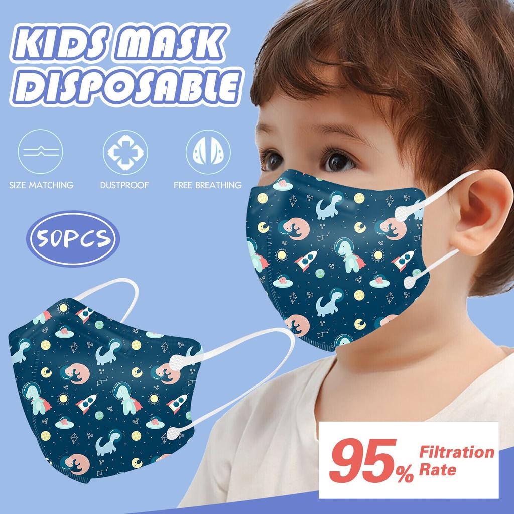 5-Layer Astronaut Series Printed Face Masks For Children, Daily Protective Breathable Face Mask