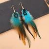 Boho Long Feather Dangle Earrings Hanging Peacock Tassel Earrings  Festive Gift