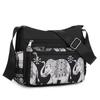 Women Elephant Print Crossbody Bag Multi Pocket Shoulder Bag Large Capacity Lightweight Travel Messenger Purse Zipper Handbag