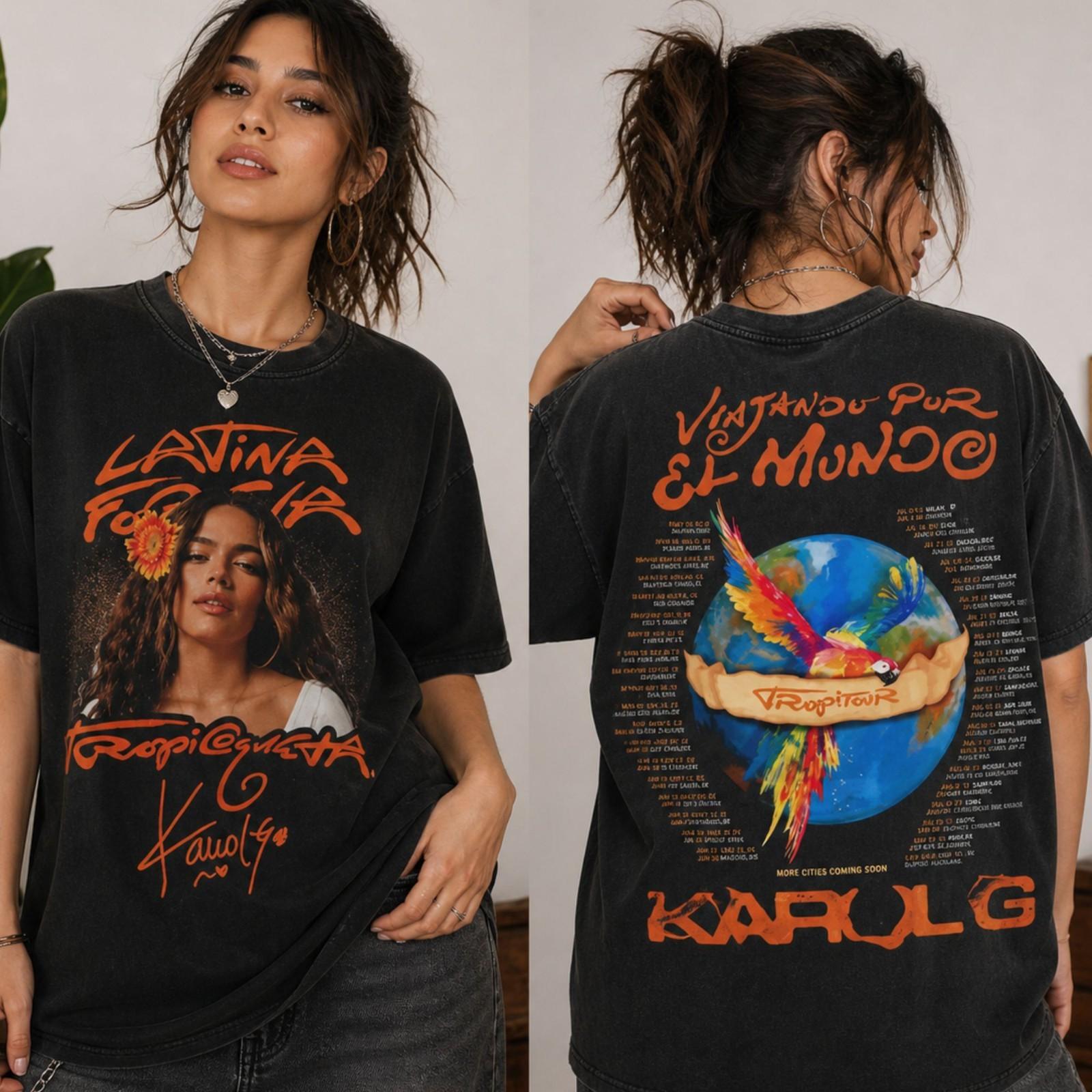 Vintage Karol G Tropitour 2026 Shirt Traveling The World Tee M