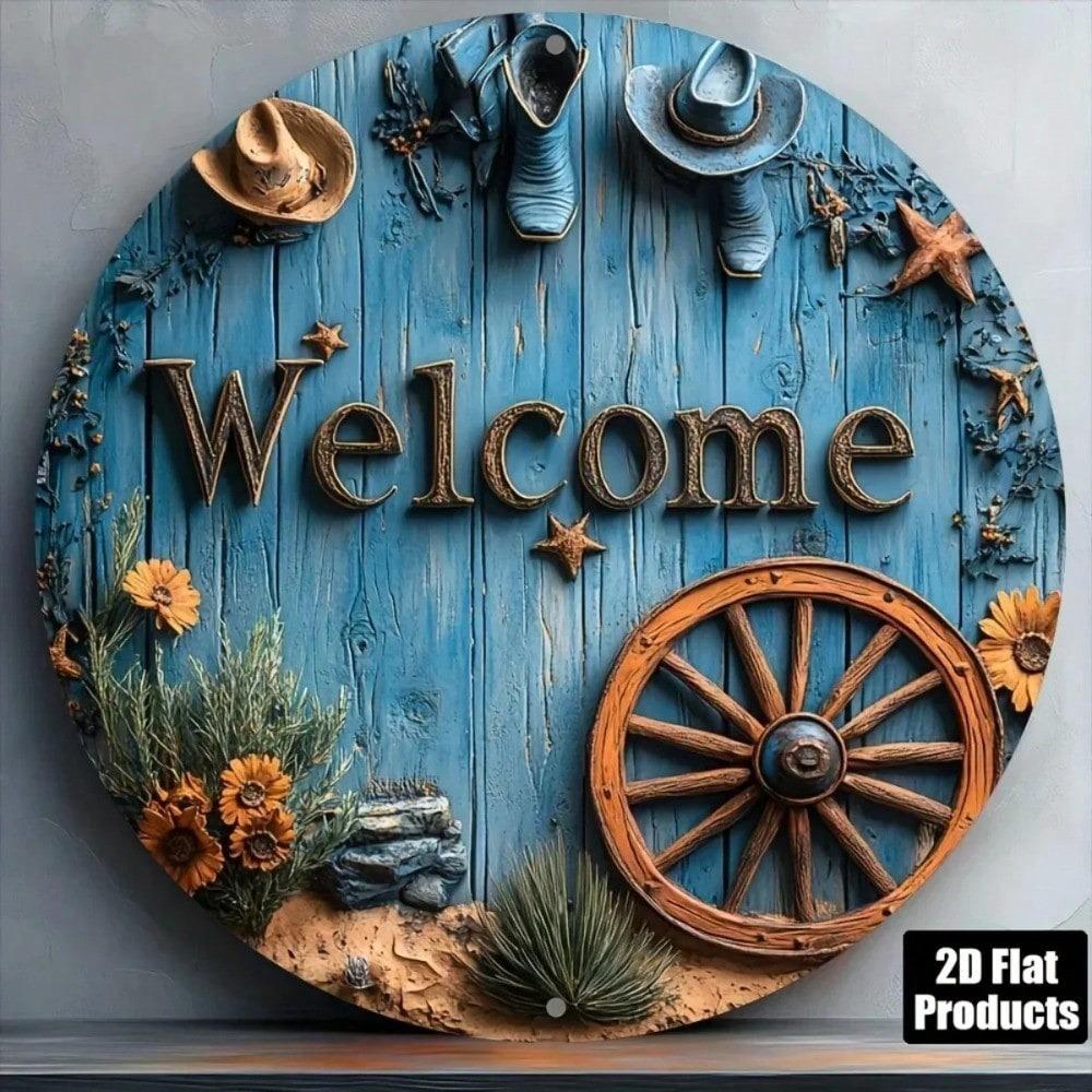 Vintage Welcome Sign Metal Wall Art for Home Bar Decor