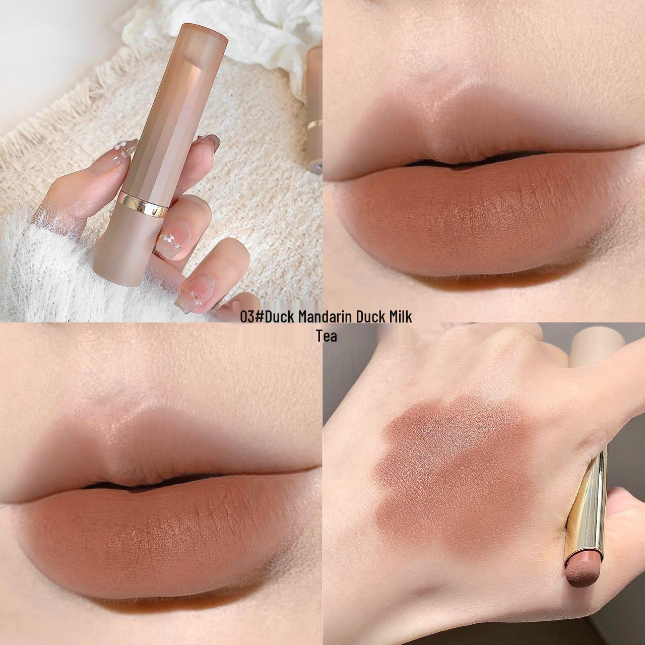 

Kakashow Nude Pink Matte Lipstick: Silky Smooth Texture, Korean Style, Soft Mist Finish for Natural Autumn/Winter Look. 2g