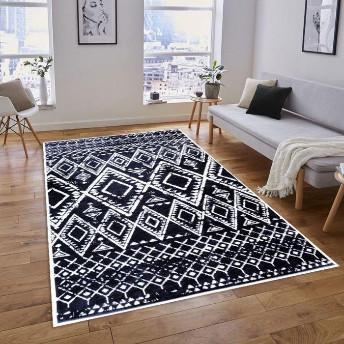 Tapis - BERBERES - Anthracite - 160x230 cm - 100% Polyester - Antidérapant